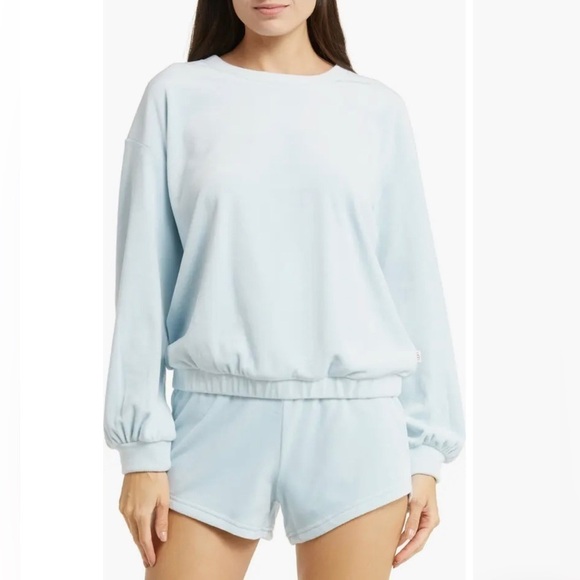 UGG Shanara Stretch Velour Top in Pool Blue XS 575 - Picture 1 of 10